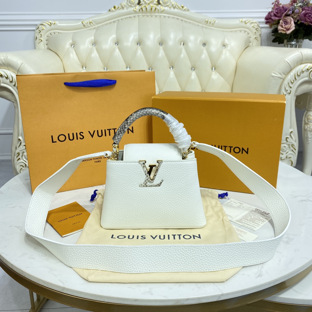 Louis Vuitton CAPUCINES MINI Taurillon Leather Bag M56399 Snow White